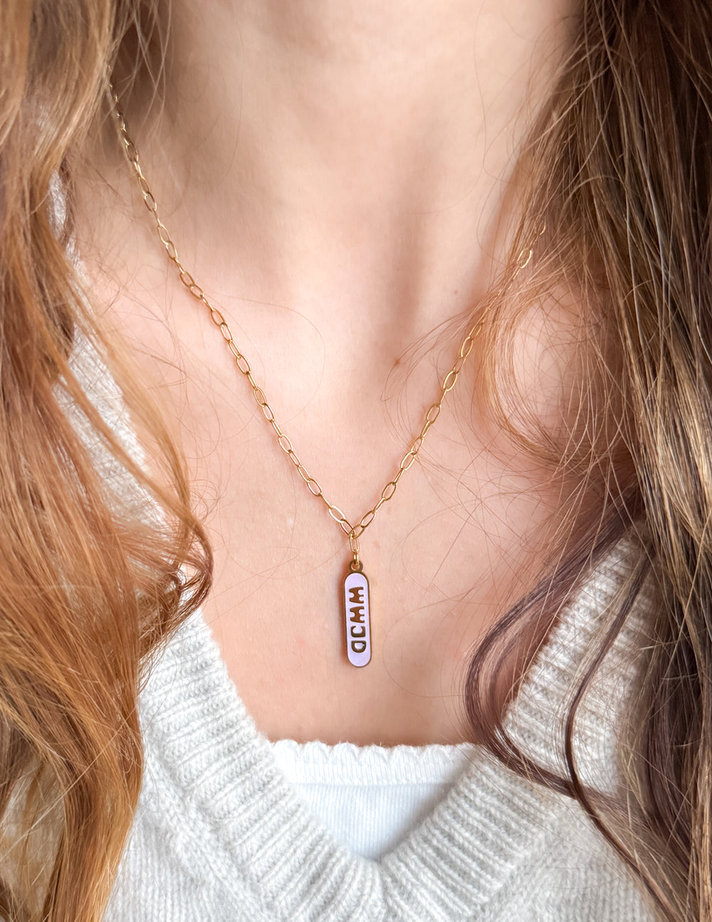 Elevated Faith Enamel WWJD Necklace — detail close-up
