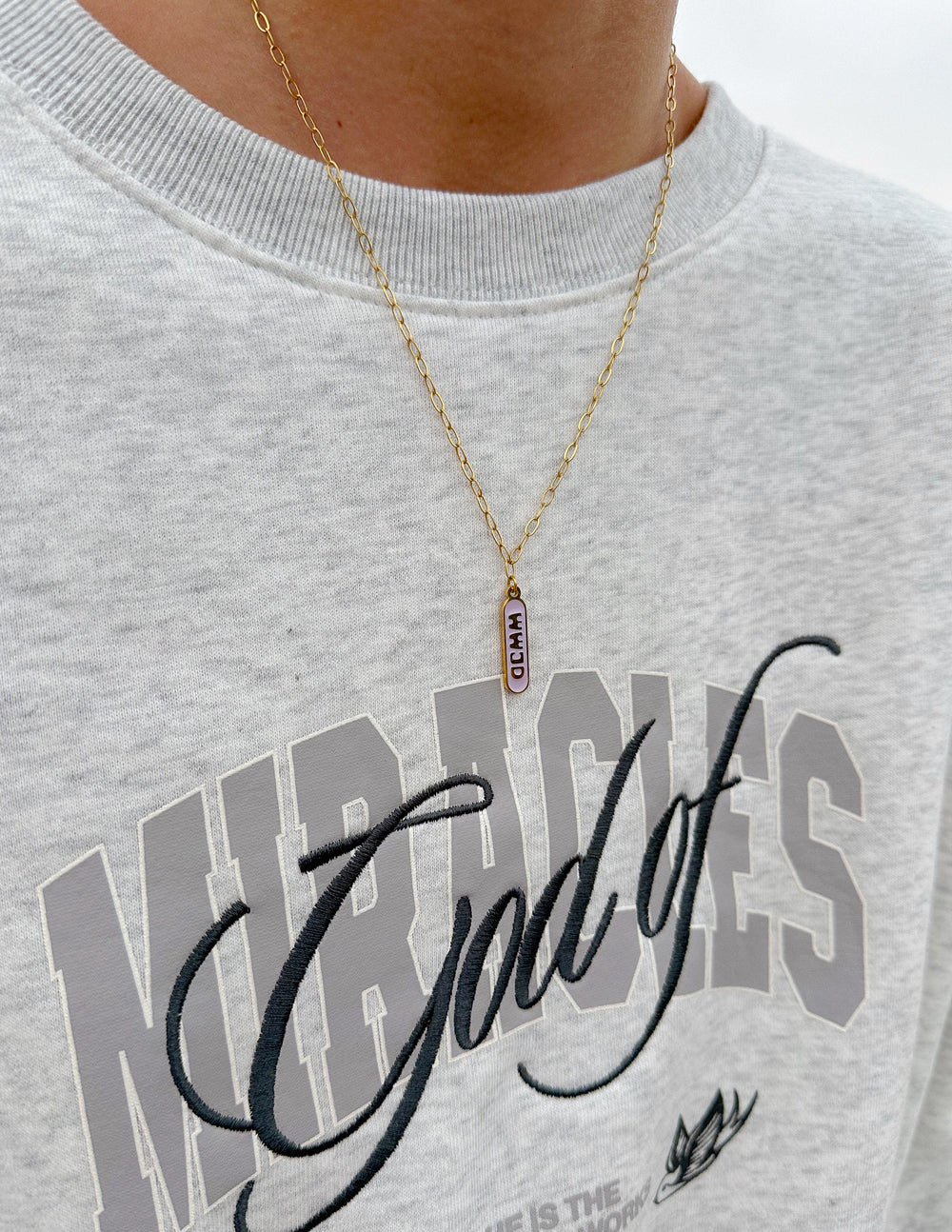 Elevated Faith Enamel WWJD Necklace — lifestyle context