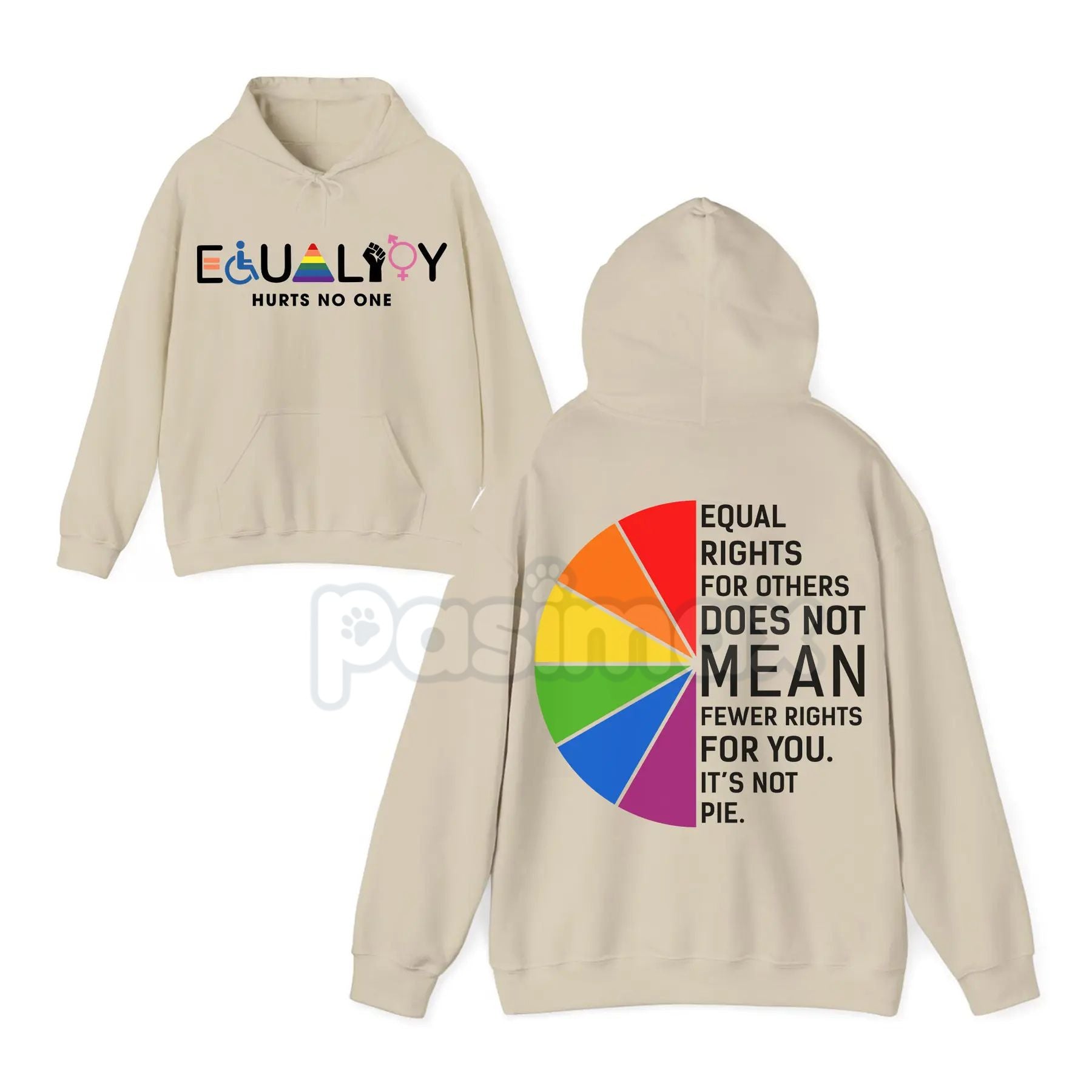 Pasimax Equality 2-Sided Hoodie – "Equal Rights For Others Doesn't Mean Fewer Rights For You" Statement Pullover, Social Just