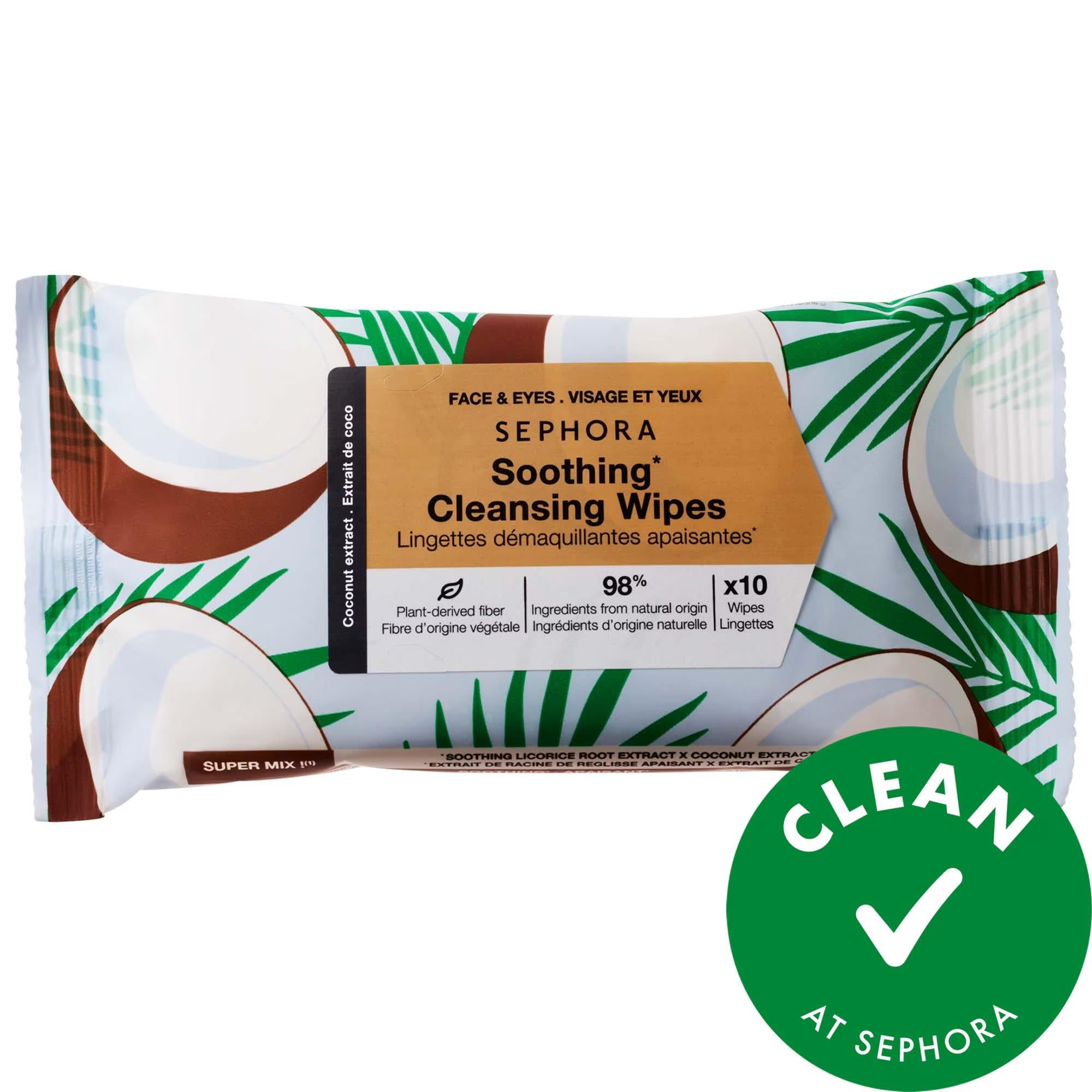 Sephora Cleansing + Exfoliating Wipes: Micellar Water, Natural & Vegan Makeup Remover for Hydrated, Radiant Skin - Travel Friendly Face Cleansing Cloths
