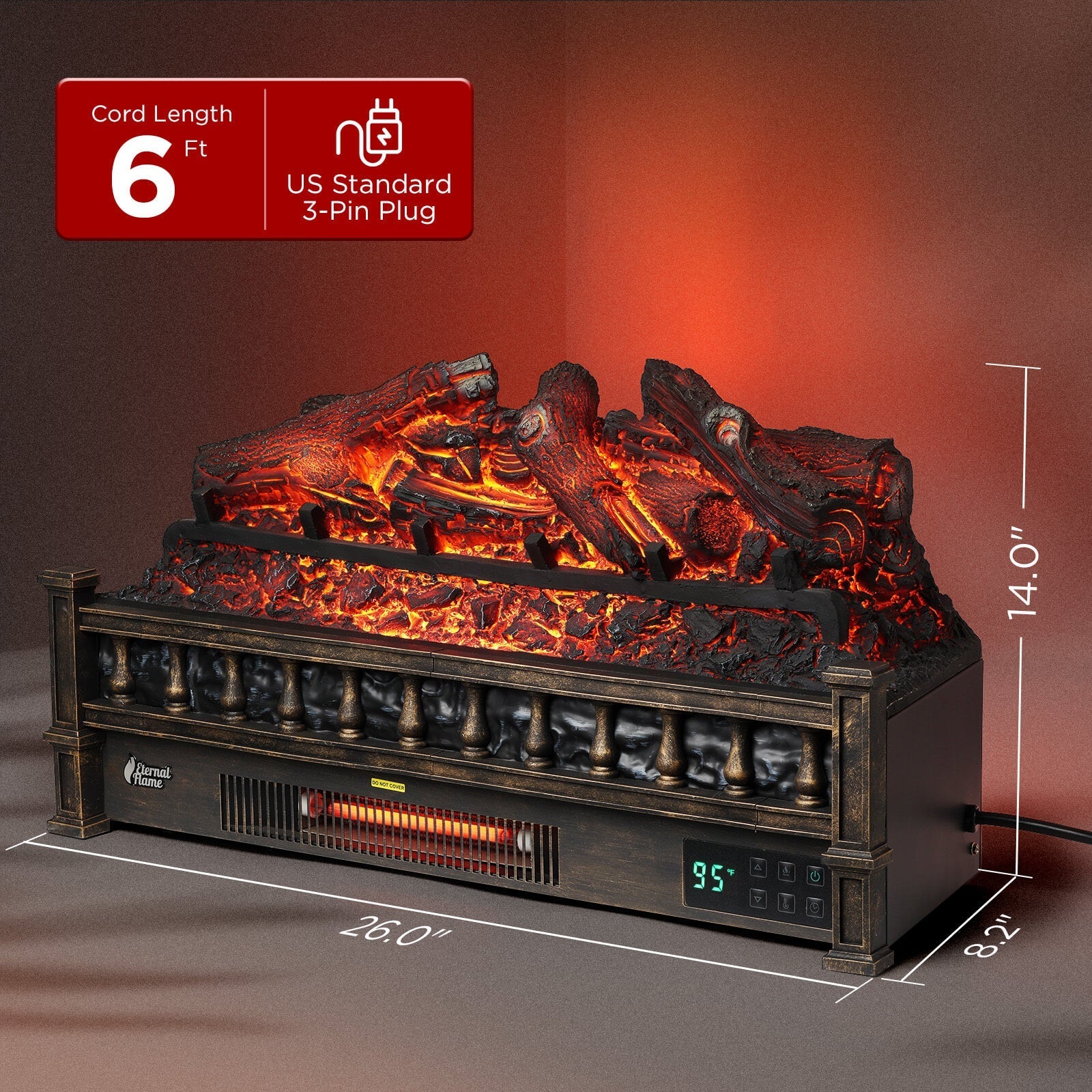 (Open Box) Eternal Flame EF26-LG Smart Electric Fireplace Logs, WiFi Enabled – TURBRO, view 14