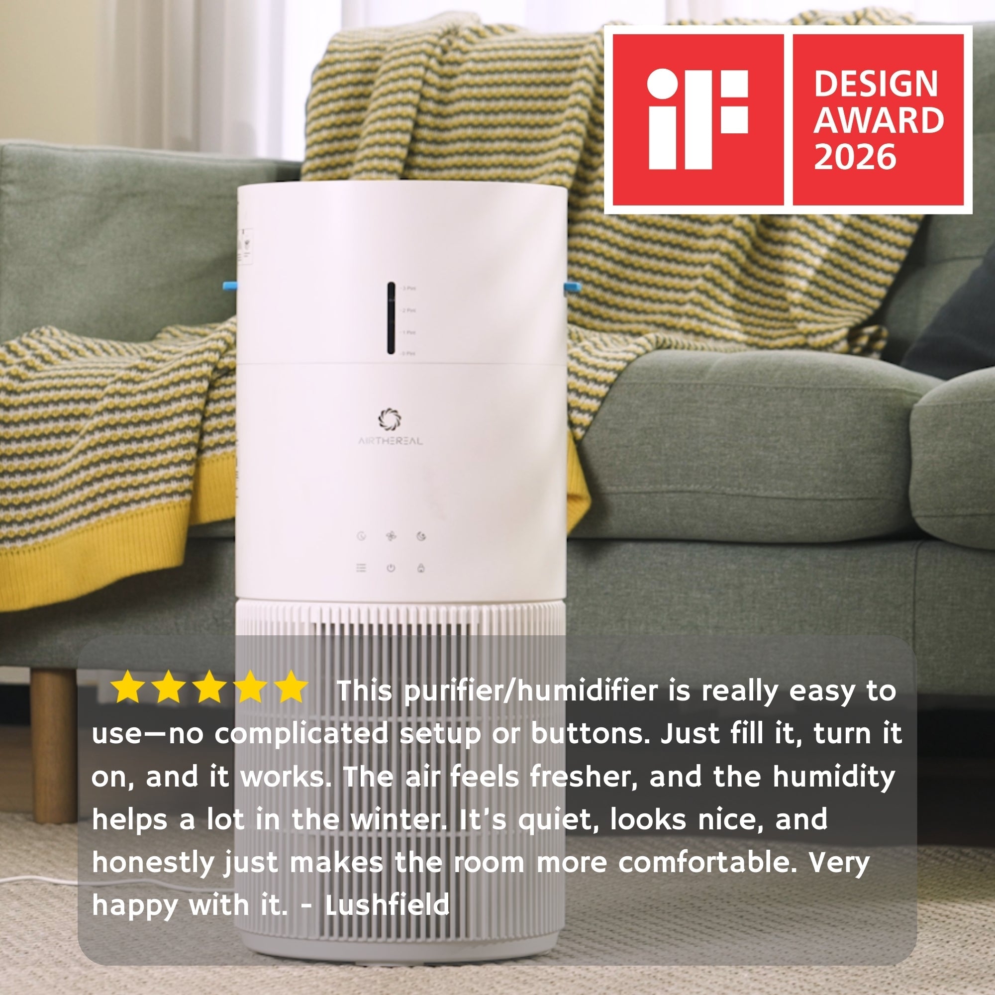 Ethereal Rain AEH300 Air Purifier & Humidifier Combo – Airthereal, view 2