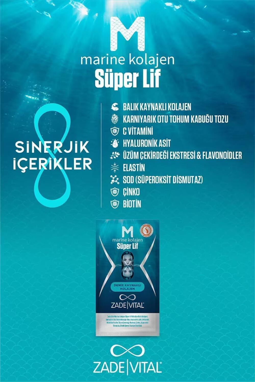 Zade Vital Marine Collagen Dietary Supplement Powder - Anti-Aging, Skin & Joint Health Support