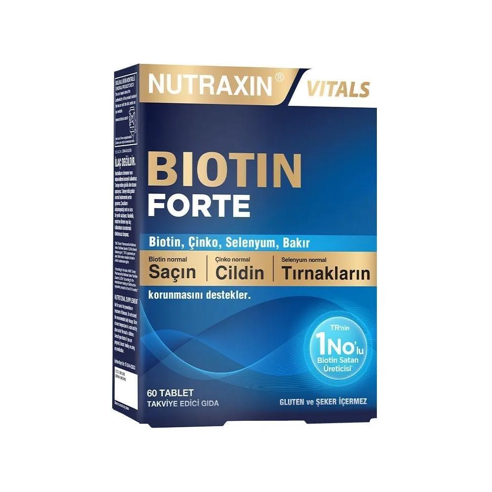 Nutraxin Biotin Forte 60 Tablets - Hair Growth Support & Skin Health Supplement