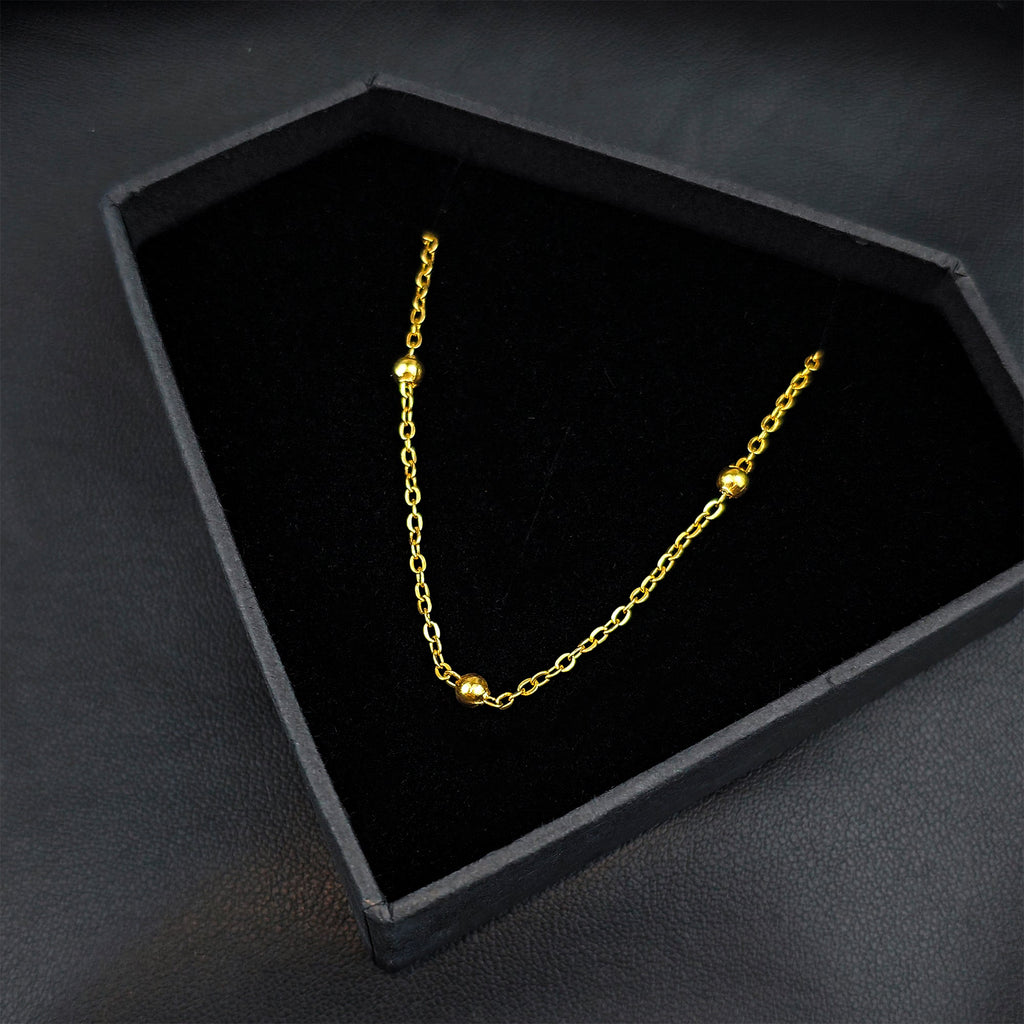BodyCandy Stainless Steel Ball Gold Tone PVD Station Necklace Satellite Chain Layering Necklace — main product shot