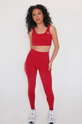 KIMITH BRAND I am Beautifully Radiant Quick Dry Red Yoga Legging — main product shot