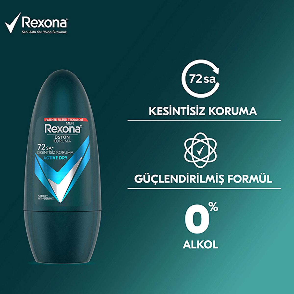 Rexona Active Dry Men's Roll On Deodorant - 72 Hour Continuous Protection | 1.69 fl. oz.