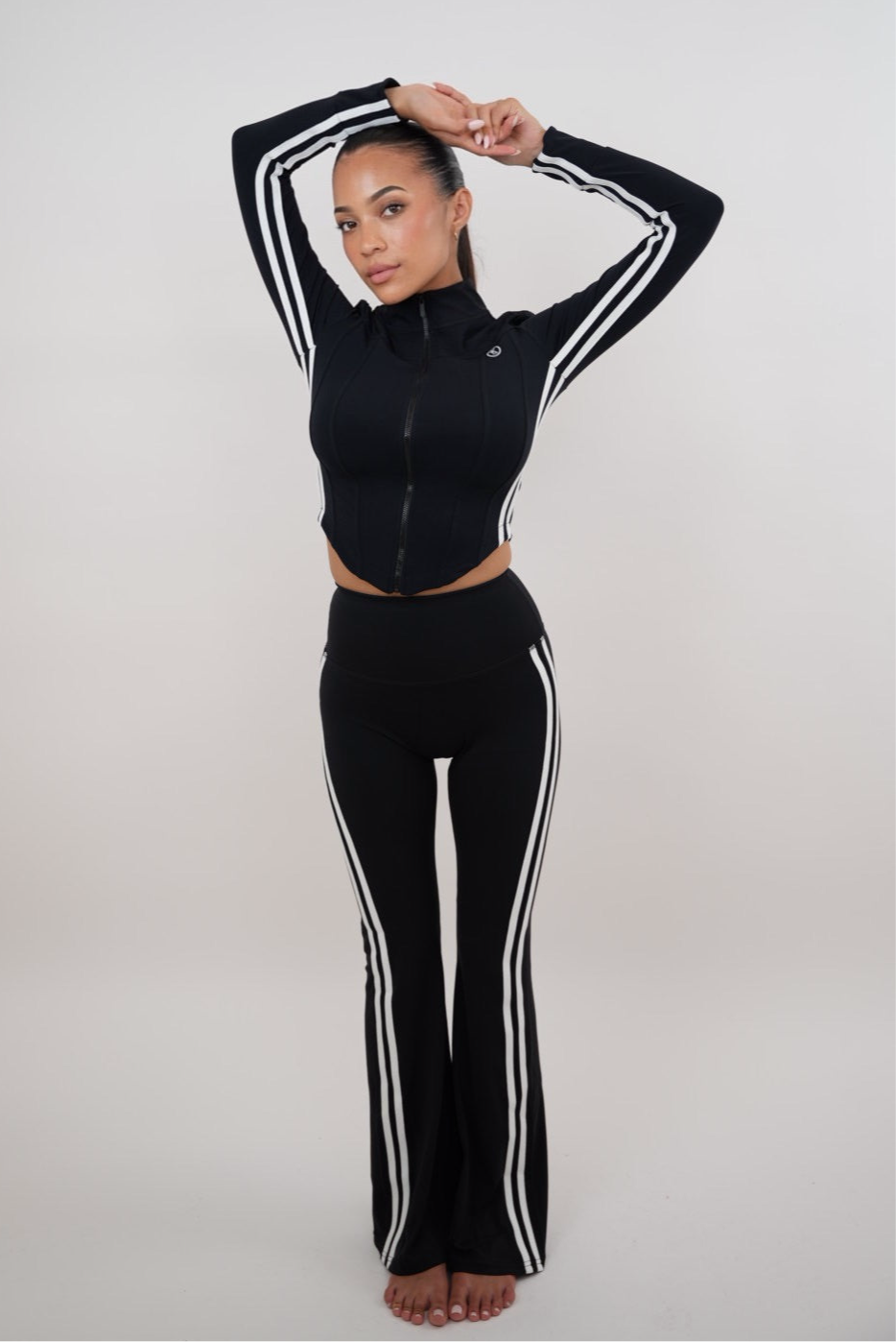 KIMITH BRAND I Am Motivated Black Flare Pant — detail close-up
