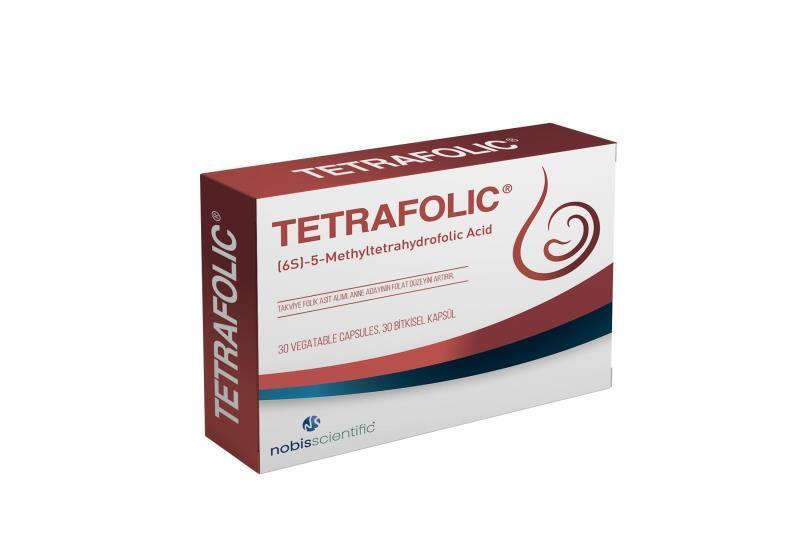Tetrafolic: Enhanced Folic Acid Supplement - Supports Healthy Cell Growth & Fetal Development - 30 Easy-Swallow Vegetable Capsules
