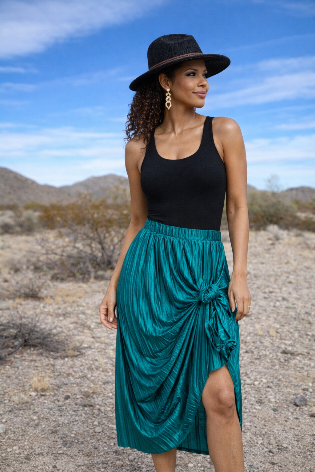Pretty Little Patriot Pretty Little Patriot Emerald Green Maxi Skirt — main product shot