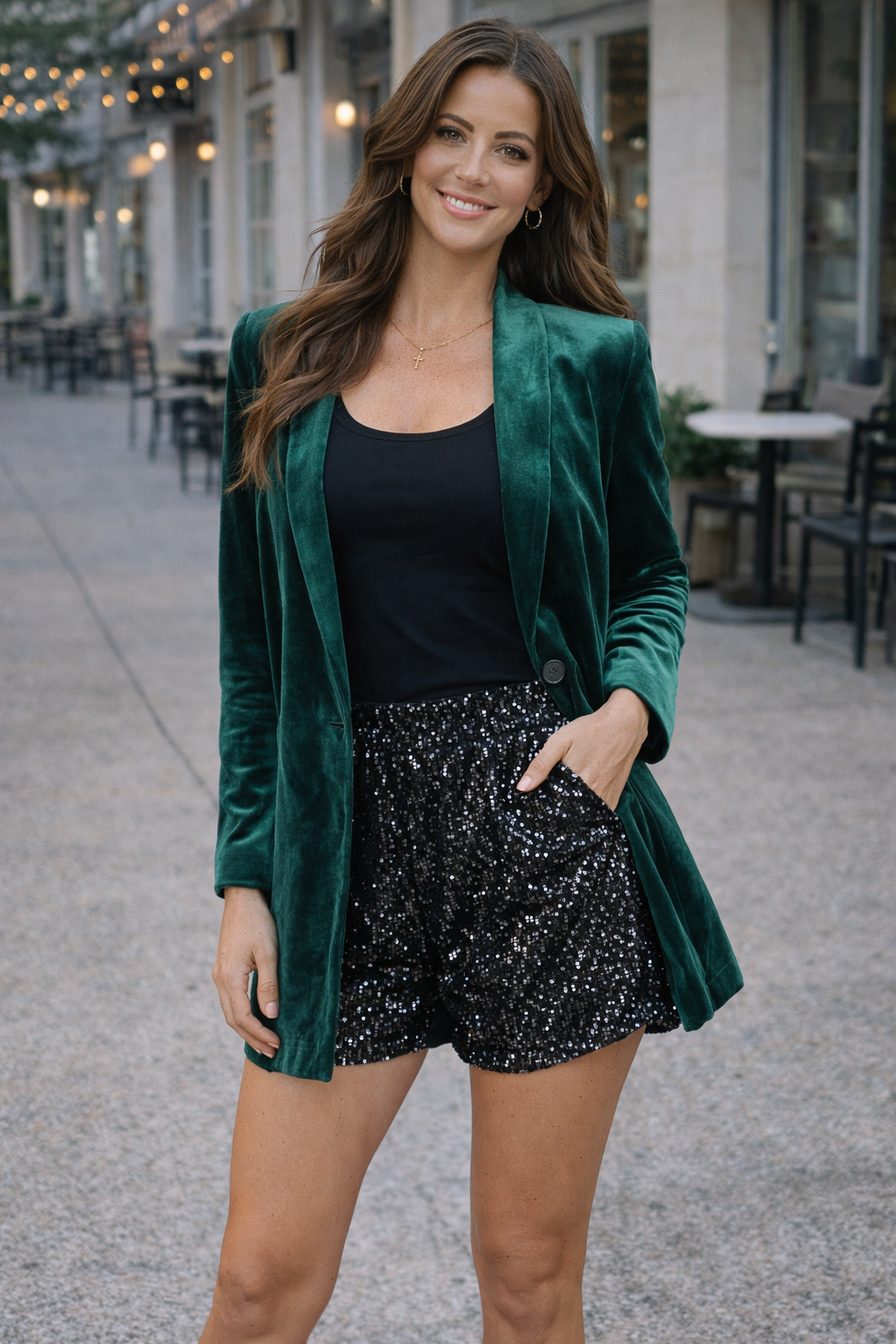 Pretty Little Patriot Pretty Little Patriot Black Sequin Shorts — Black detail