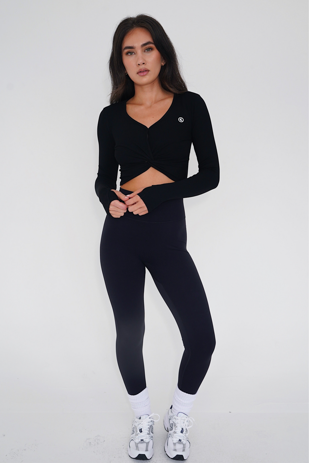 KIMITH BRAND I Release Doubt Buttery Soft Black Long Sleeve Crop Top — size reference
