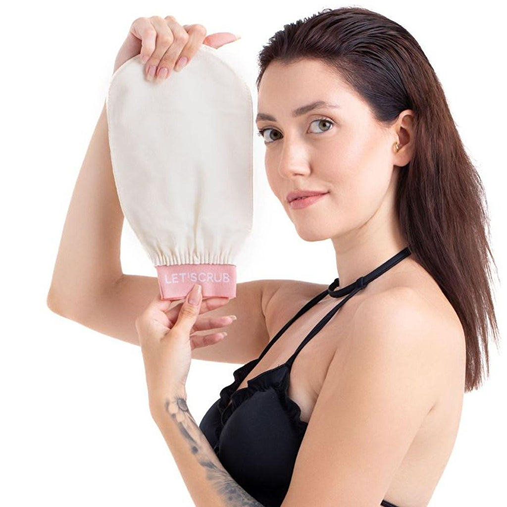 Let'scrub Silk Exfoliating Bath Glove for Smoother Skin - Natural Skincare, Gentle Exfoliation, Handmade