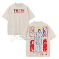 Pasimax FAITH Horror Game Vintage Washed Tee – 8-Bit Retro Unholy Trinity Heavyweight Cotton T-Shirt — main product shot