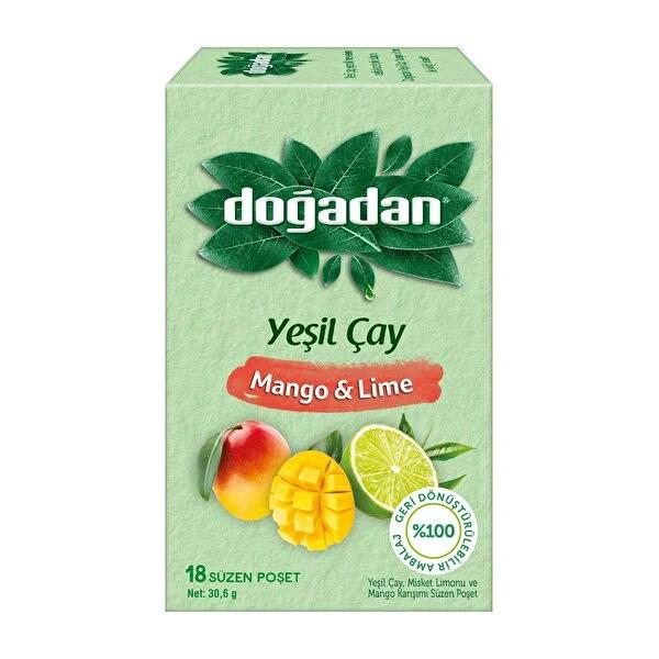 Do_adan Mango Lime Green Tea: Refreshing Antioxidant Herbal Tea with Tropical Fruit Flavors - 18 Tea Bags