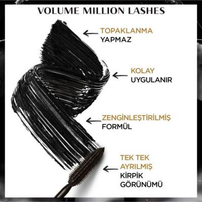 Loreal Paris Volume Million Lashes Mascara - Volumizing, Curling, Long-lasting Mascara for Fuller Lashes