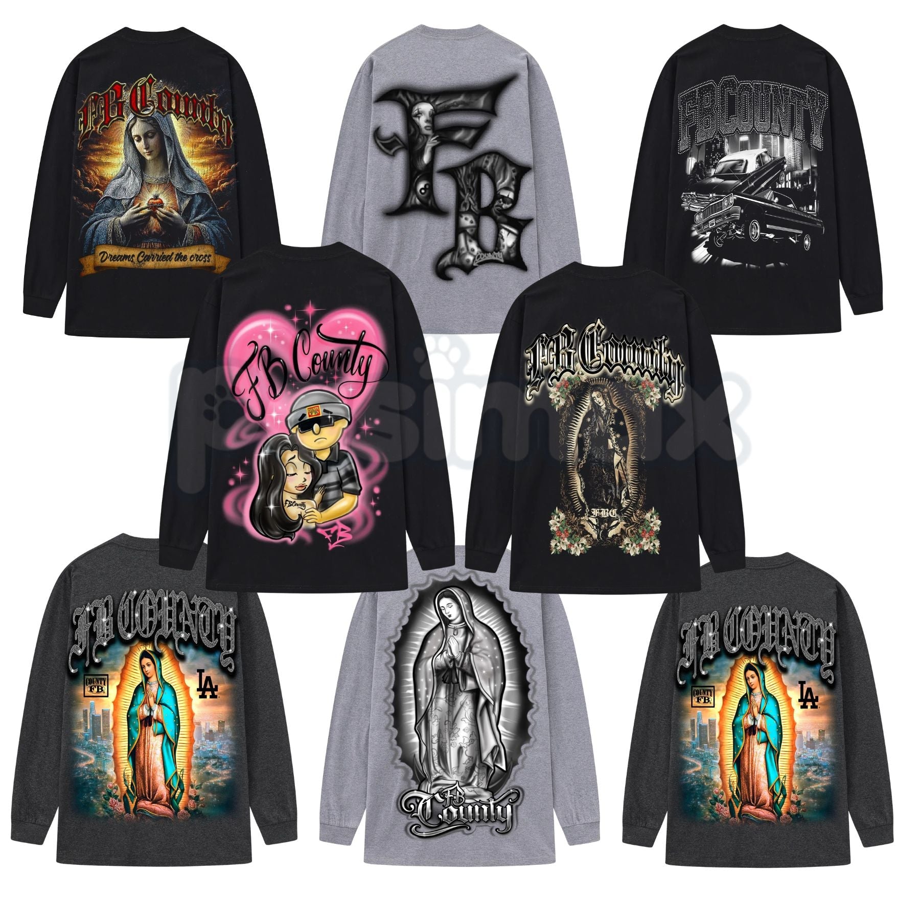 FB County Graphic Long Sleeve Tee – Authentic West Coast Streetwear, Premium Gildan 5400 Heavy Cotton Long Sleeve