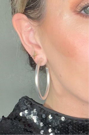 Pretty Little Patriot Pretty Little Patriot Matte Finish Silver Hoop Earrings — product category context