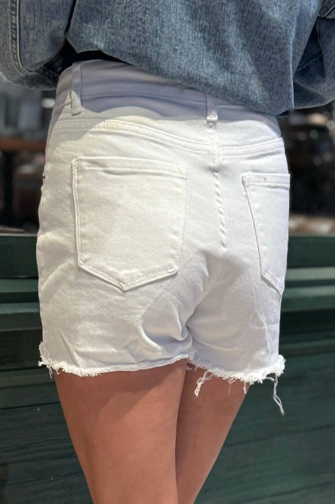 Pretty Little Patriot White Distressed Denim Shorts — product category context