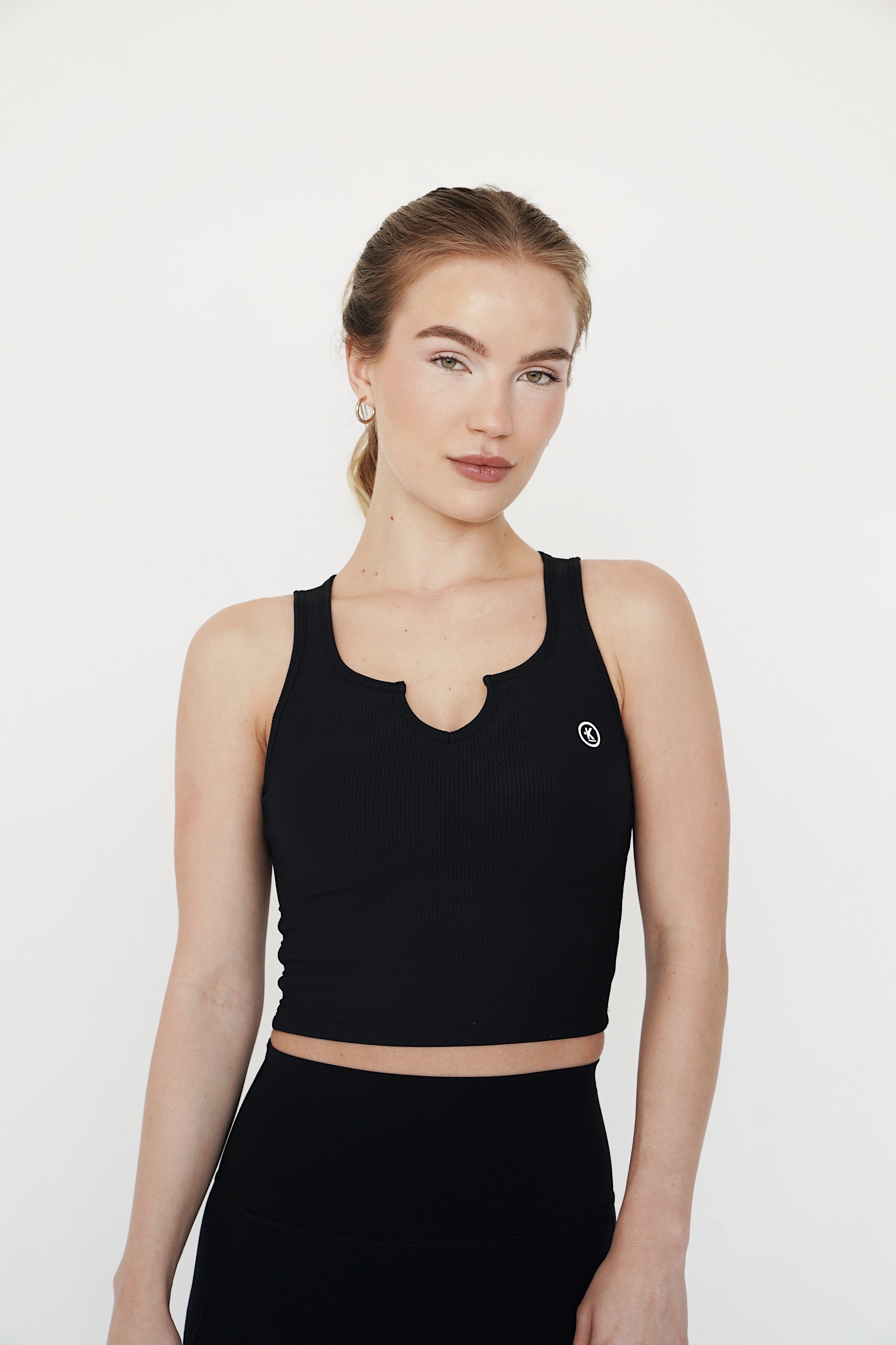 KIMITH BRAND I Am Self Love Ribbed Quick-Dry Butter Black Tank — side view