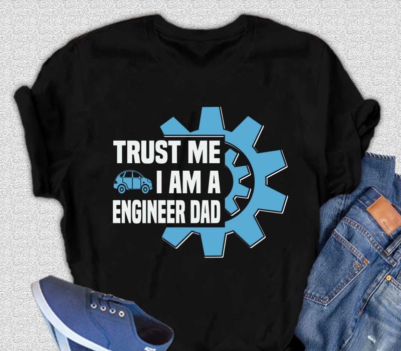 Spun Bamboo Trust Me I'm a Engineer Dad Men's Bamboo Viscose/Organic Cotton Short Sleeve Graphic T-Shirt — detail close-up