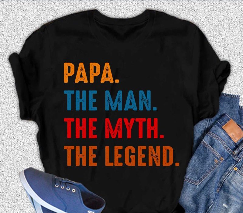 Spun Bamboo Papa, the Man, the Myth, the Legend Men's Bamboo Viscose/Organic Cotton Short Sleeve Graphic T-Shirt — detail clo
