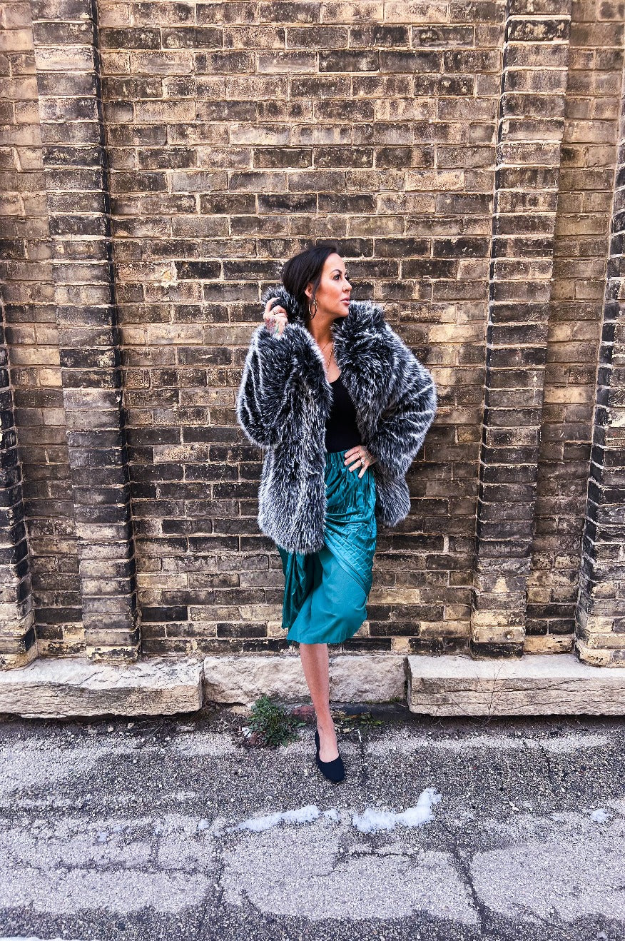Pretty Little Patriot Pretty Little Patriot Black Mob Wife Faux Fur Coat — product category context