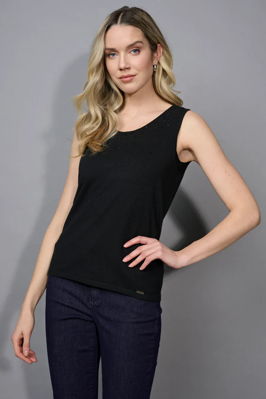 KADOU BOUTIQUE Rhinestone Tank — lifestyle context
