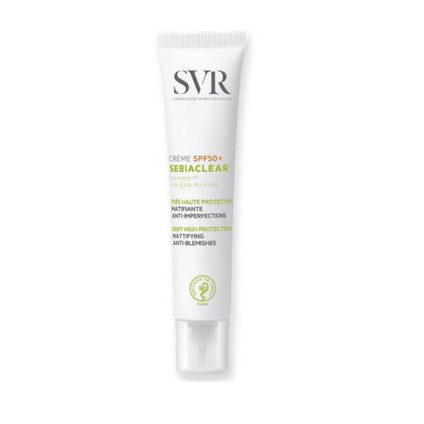 SVR Sebiaclear Krem SPF50+ Sunscreen Cream for Acne-Prone Skin - Matte Finish, Hydrating, 1.35 fl oz