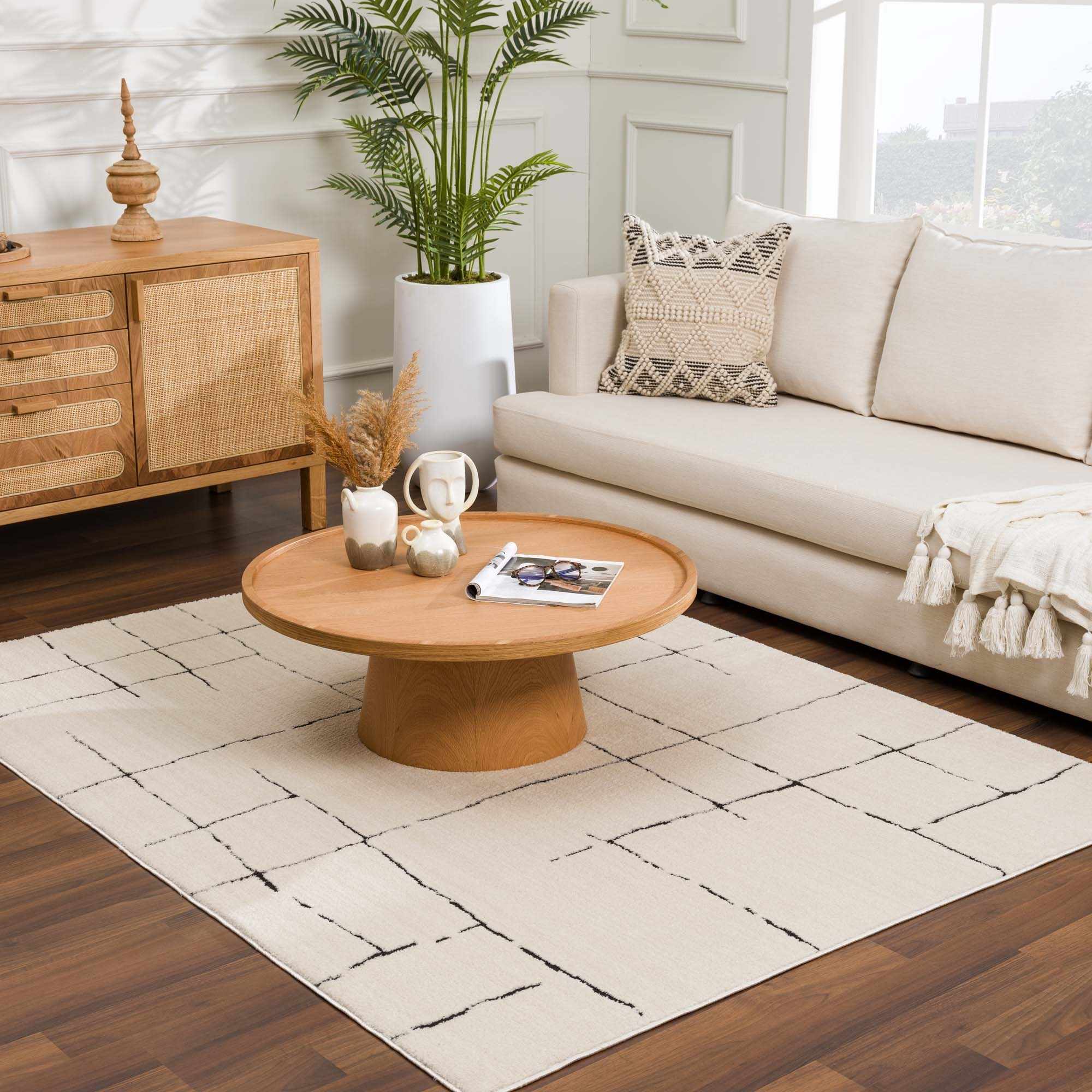 Koume Beige Maze Area Rug – Boutique Rugs, view 13