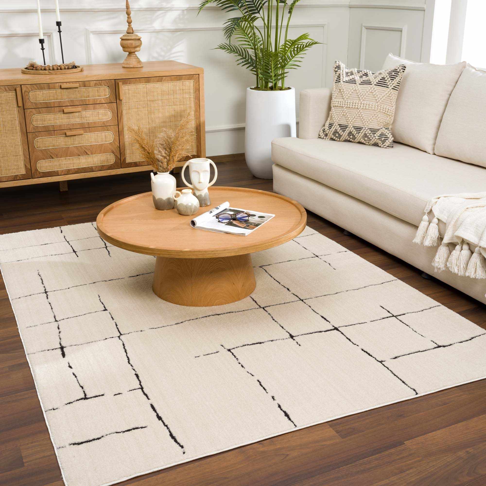 Koume Beige Maze Area Rug – Boutique Rugs, view 14