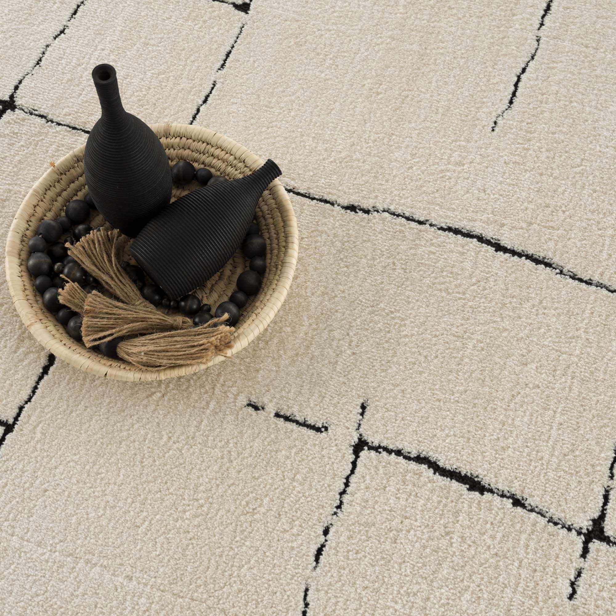 Koume Beige Maze Area Rug – Boutique Rugs, view 11