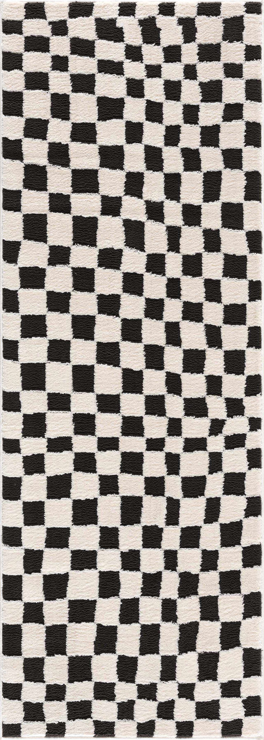 Lajos Black & White Checkered Plush Rug – Boutique Rugs, view 12