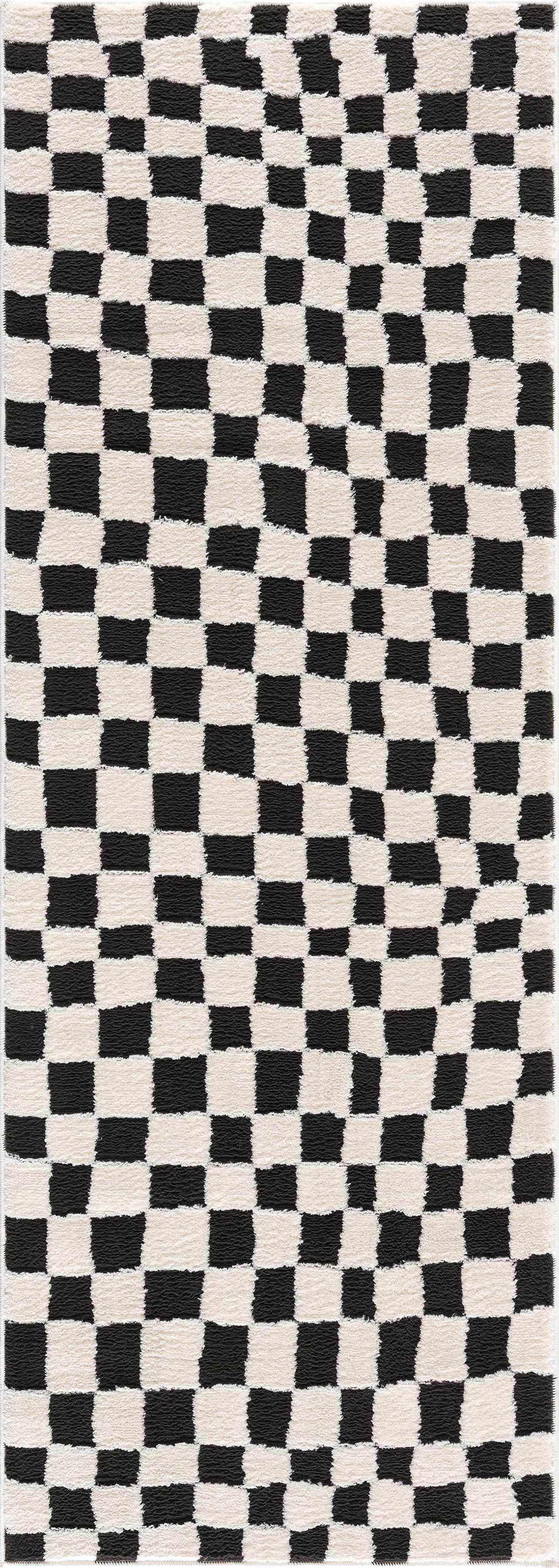 Lajos Black & White Checkered Plush Rug – Boutique Rugs, view 12