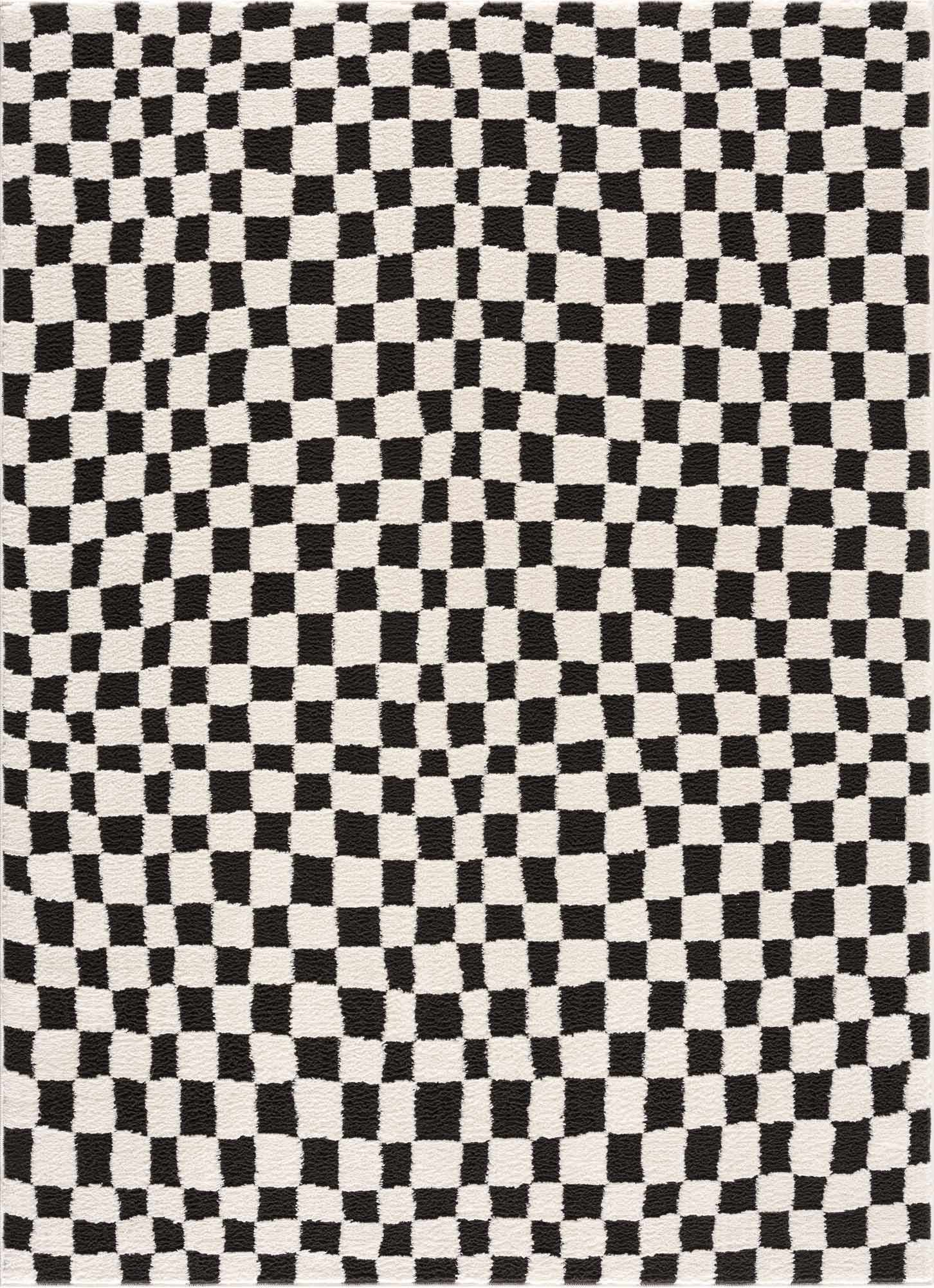 Lajos Black & White Checkered Plush Rug – Boutique Rugs