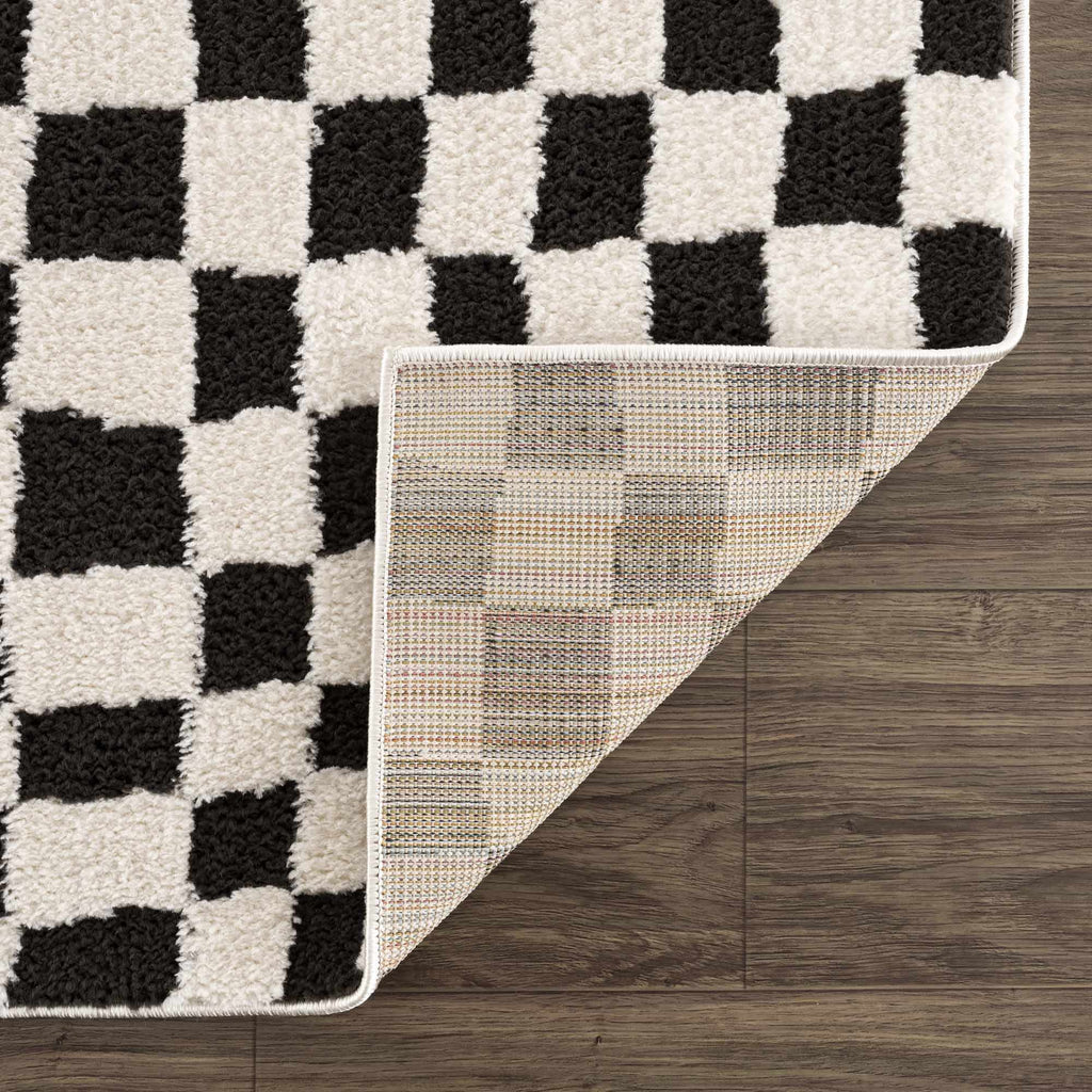 Lajos Black & White Checkered Plush Rug – Boutique Rugs, view 7