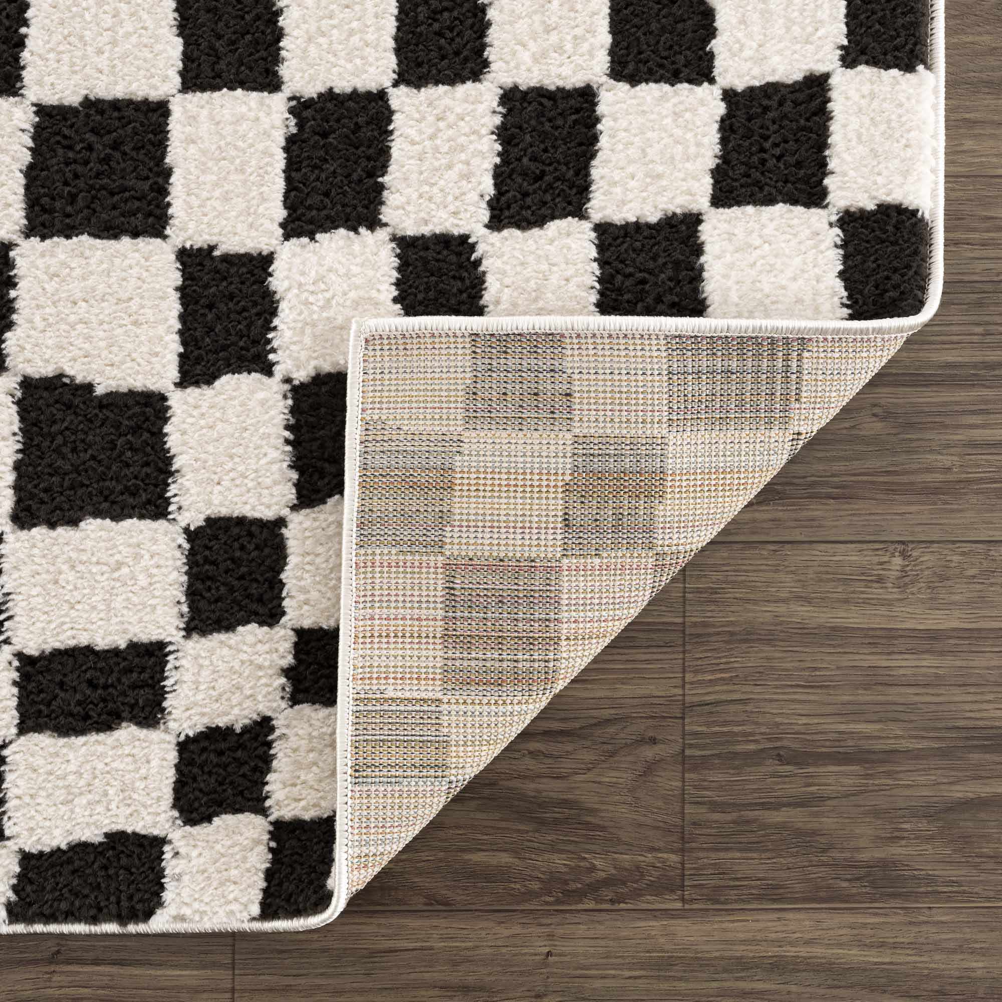 Lajos Black & White Checkered Plush Rug – Boutique Rugs, view 7