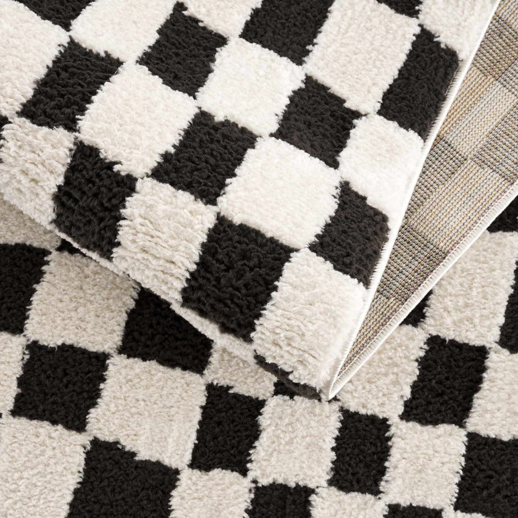 Lajos Black & White Checkered Plush Rug – Boutique Rugs, view 21
