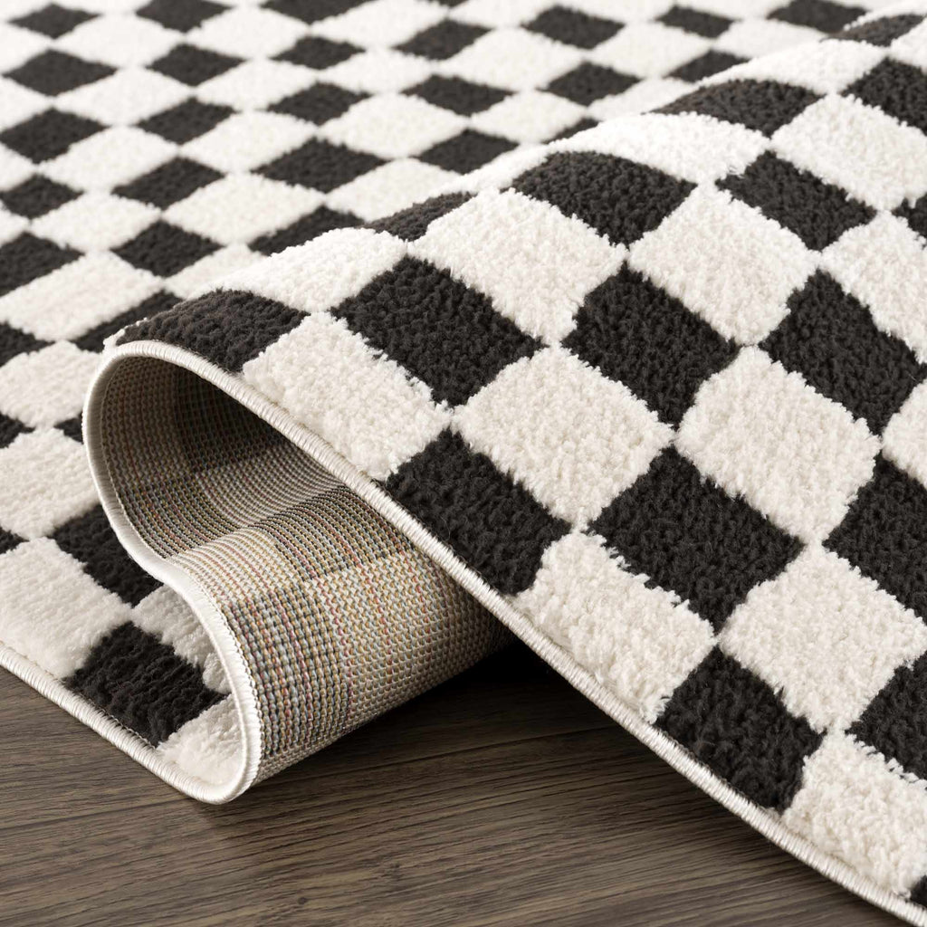 Lajos Black & White Checkered Plush Rug – Boutique Rugs, view 9