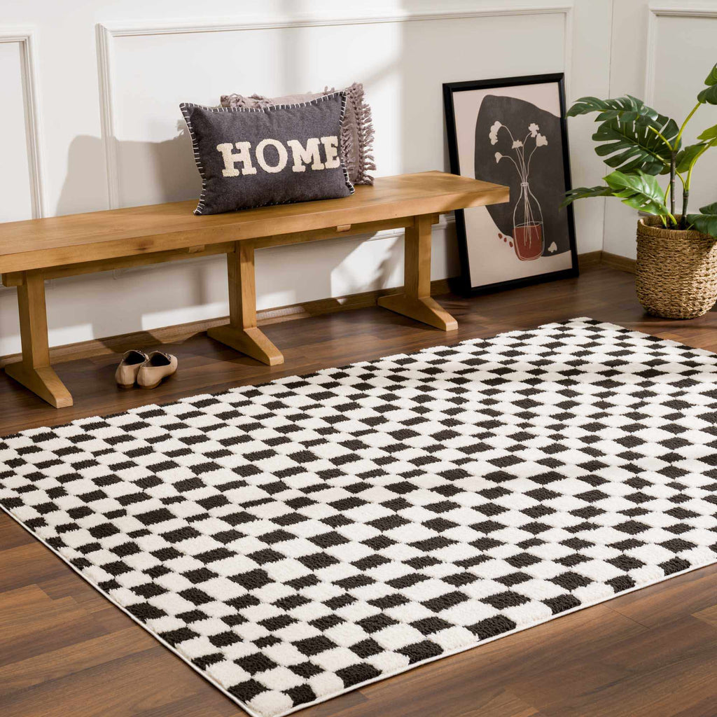 Lajos Black & White Checkered Plush Rug – Boutique Rugs, view 16