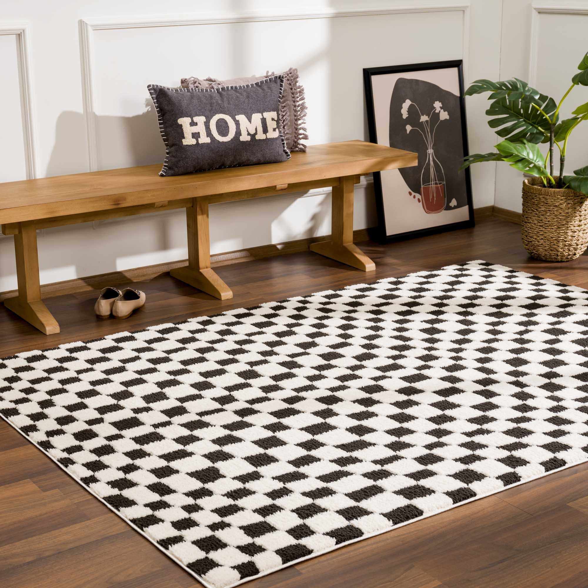 Lajos Black & White Checkered Plush Rug – Boutique Rugs, view 16