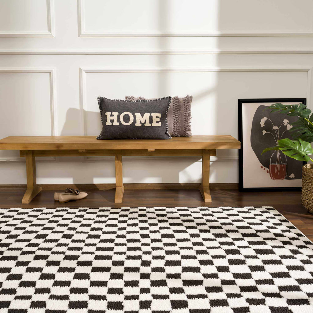 Lajos Black & White Checkered Plush Rug – Boutique Rugs, view 19