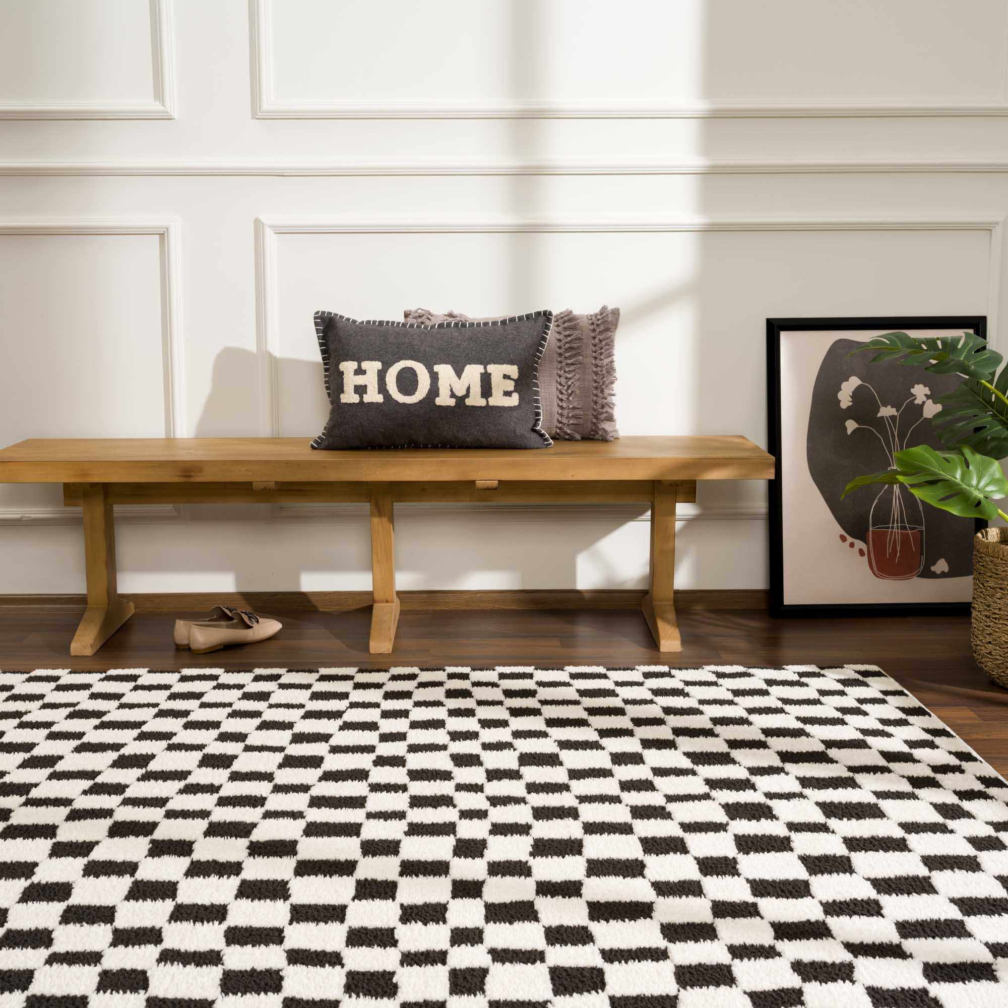 Lajos Black & White Checkered Plush Rug – Boutique Rugs, view 19