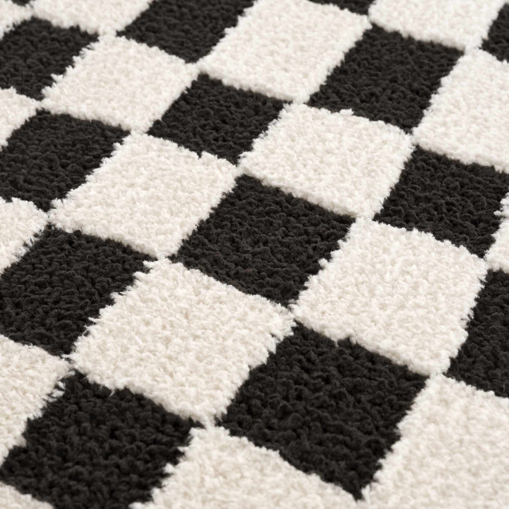 Lajos Black & White Checkered Plush Rug – Boutique Rugs, view 17