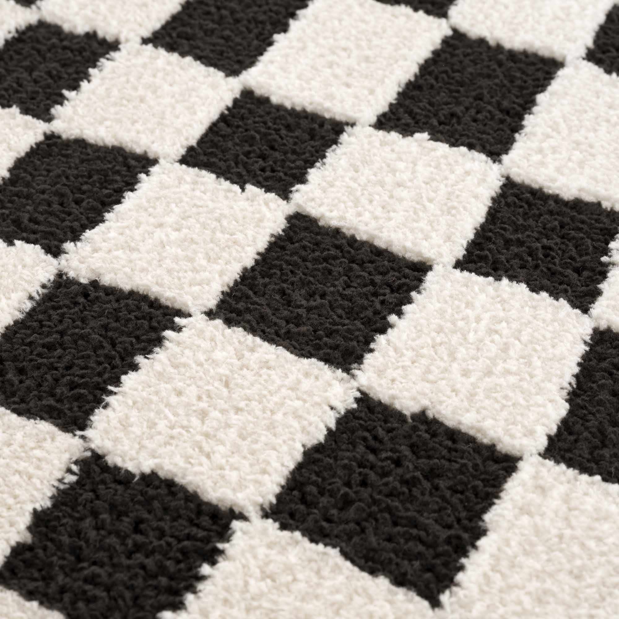 Lajos Black & White Checkered Plush Rug – Boutique Rugs, view 17
