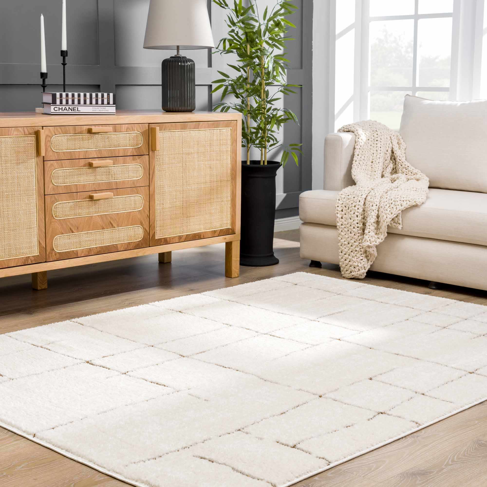 Koume Ivory & Brown Area Rug – Boutique Rugs, view 10