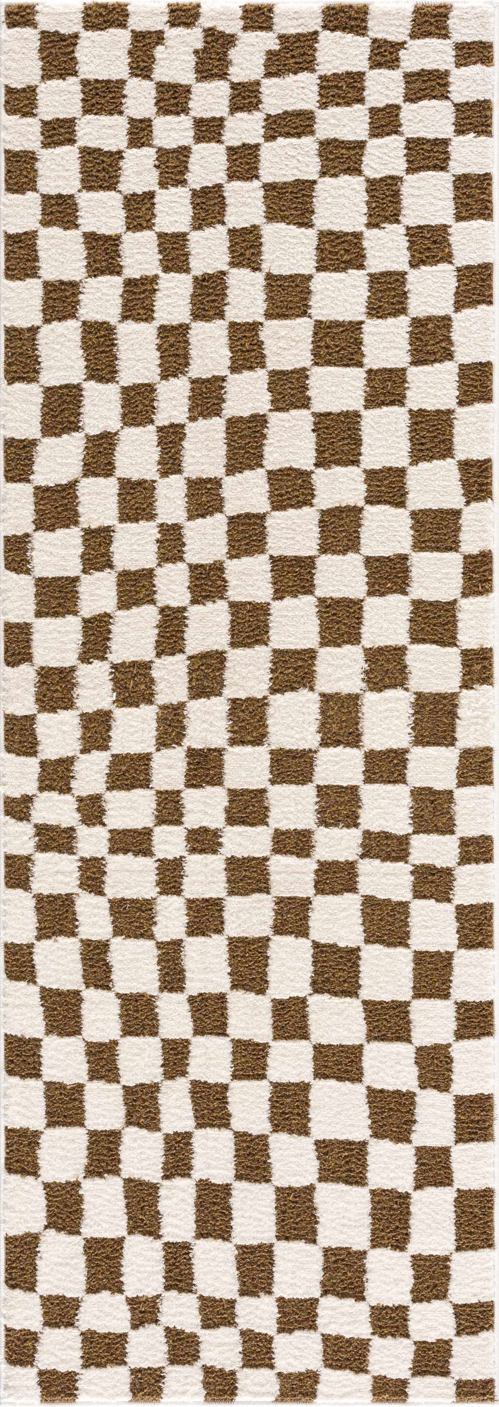 Lajos Brown Checkered Shag Rug - Clearance – Boutique Rugs, view 10