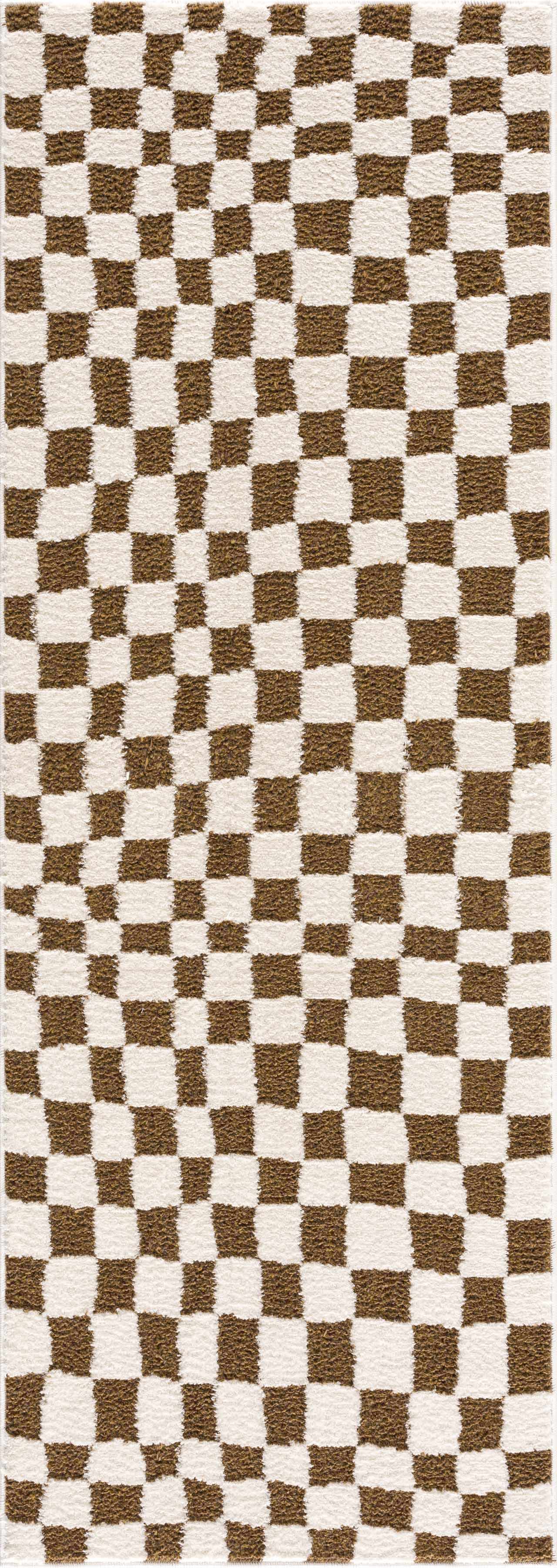 Lajos Brown Checkered Shag Rug - Clearance – Boutique Rugs, view 10