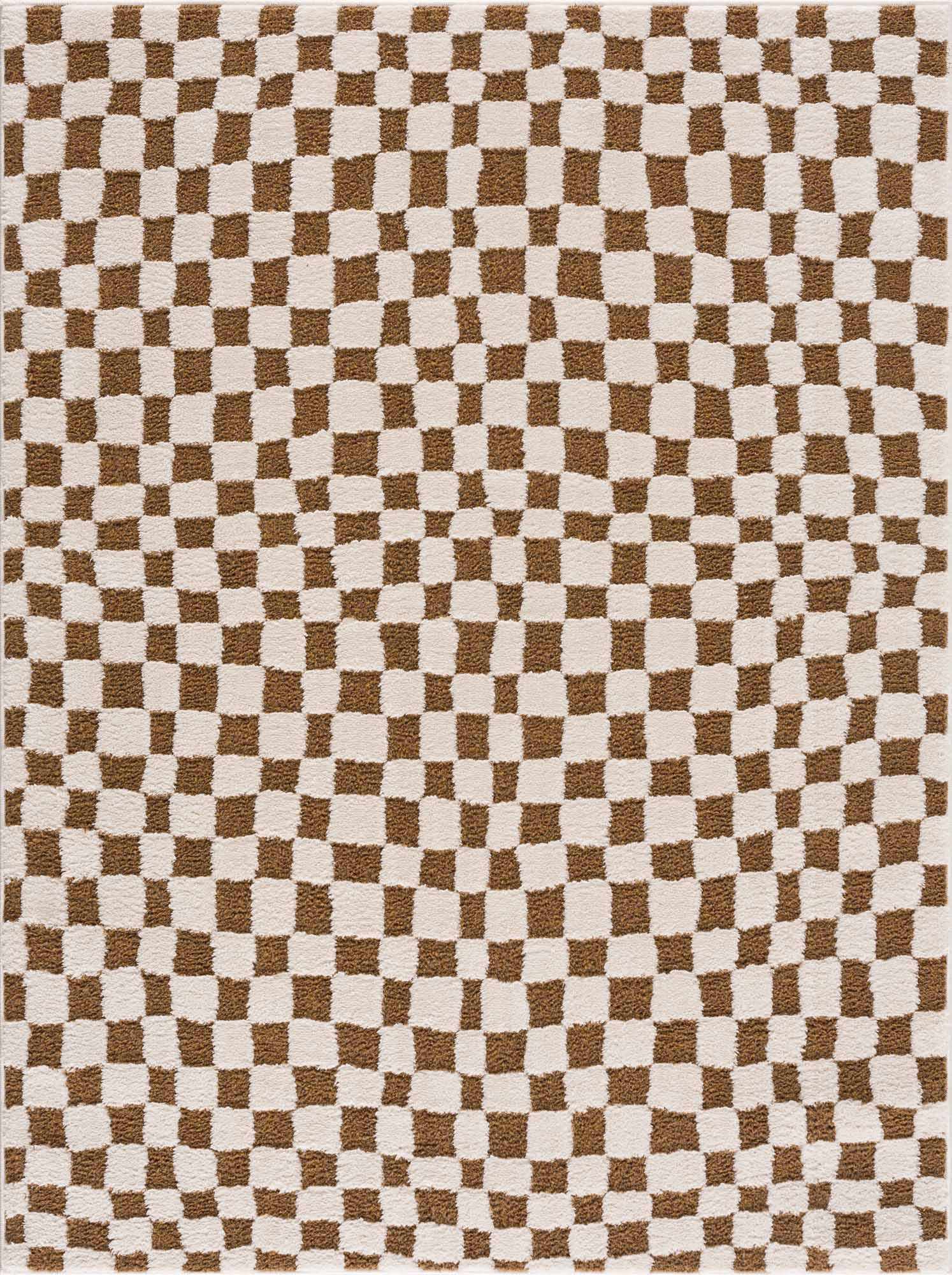 Lajos Brown Checkered Shag Rug - Clearance – Boutique Rugs