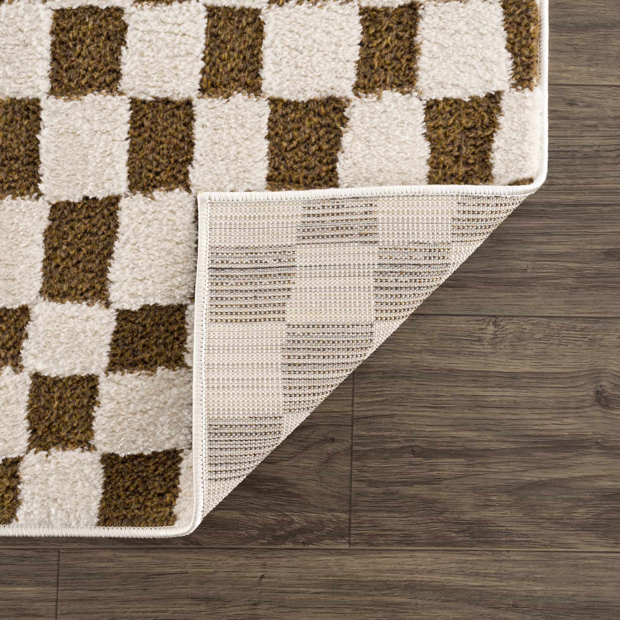 Lajos Brown Checkered Shag Rug - Clearance – Boutique Rugs, view 5